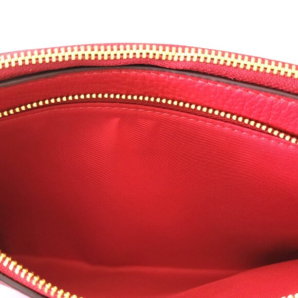 Coach CU919 Pebbled Leather Double Zip Wallet Clutch Wristlet True Red - Picture 7 of 8